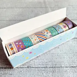 چسب واشی 10 عددی فانتزی | پک چسب طرح دار رنگی رنگی