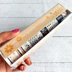 چسب واشی 10 عددی فانتزی | پک چسب طرح دار رنگی رنگی