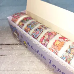 چسب واشی 10 عددی فانتزی | پک چسب طرح دار رنگی رنگی