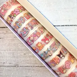 چسب واشی 10 عددی فانتزی | پک چسب طرح دار رنگی رنگی