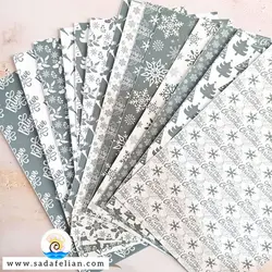 ست کاغذ کریسمس خاکستری | ست 14 عددی
