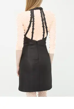 لباس مجلسی مشکی بندی طرح چرم Koton