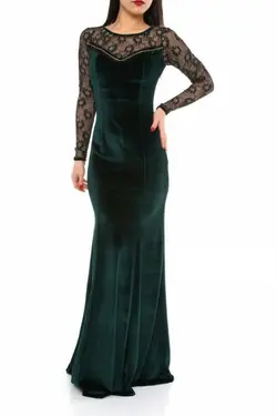 لباس مجلسی ماکسی مخمل سبز Pol &amp; Pol