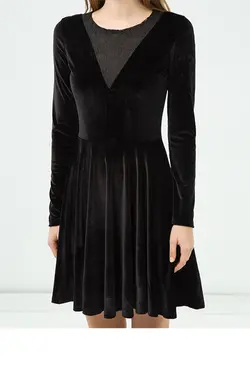 لباس مجلسی مخمل مشکی KOTON