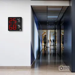 دماسنج و رطوبت سنج دیجیتال مدل HT-20 سایز 20*20 سانتیمتر - نمایشگرهای دیجیتال سیب سیاه دماسنج محیطی دیجیتال بزرگ دیواری