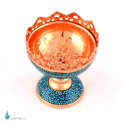 آجیل خوری فیروزه کوب مسی ارتفاع 16 سانتیمتر