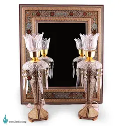 آینه شمعدان خاتم و تذهیب سایز 50*60 - فروشگاه صنایع دستی ظریفا