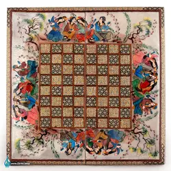تخته نرد و شطرنج خاتم لب گرد مجلس بزم صدف سفید 50*50 - فروشگاه صنایع دستی ظریفا
