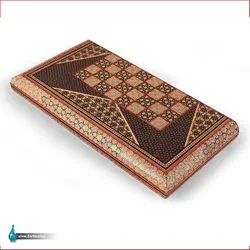 تخته نرد تمام خاتم تخمه دار لب گرد  50*50 طرح ضربدر