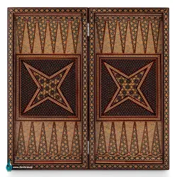 تخته نرد تمام خاتم تخمه دار لب گرد  50*50 طرح ضربدر