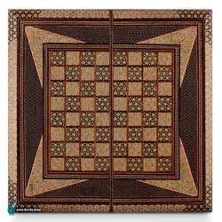 تخته نرد تمام خاتم تخمه دار لب گرد  50*50 طرح مربع