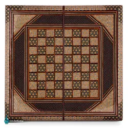 تخته نرد تمام خاتم تخمه دار لب گرد  50*50 طرح مربع چرخیده