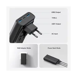 پاور بانک وروک مدل Vrurc W1146 با ظرفیت 10000 میلی آمپر/ساعت