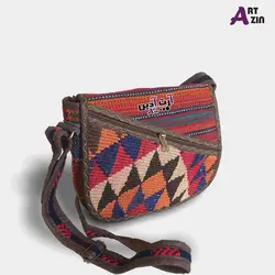 کیف گلیمی دستباف سنتی شیک مدل زیپ کج - کد : 549