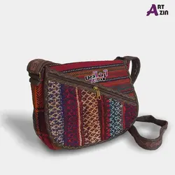 کیف سنتی زنانه گلیمی دستباف شیک مدل زیپ کج - کد : 531