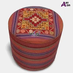 صندلی پاف سنتی گرد رویه گلیم سوزنی کد: 7-405
