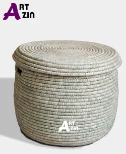 سبد لباس چرک حصیری نظم دهنده درب دار بزرگ -  کد: 235