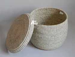 سبد لباس چرک حصیری نظم دهنده درب دار بزرگ -  کد: 235