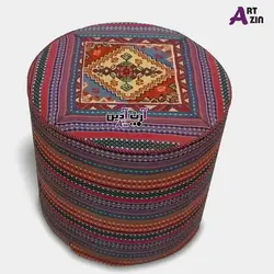 پاف صندلی سنتی گرد گلیم سوزنی کد: 10-405
