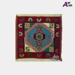 گلیم کوچک دستباف ورنی سنتی ایرانی 30*30 سانتی کد: 3 - 500