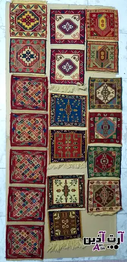 گلیم کوچک دستباف ورنی سنتی ایرانی 30*30 سانتی کد: 3 - 500