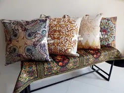 کوسن بزرگ سنتی مخمل سایز ۴۵ سانتی طرح گل و مرغ کد: 2 -  606