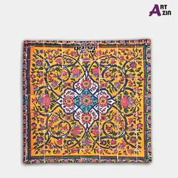کوسن زرد سنتی مخمل جدید طرح گل کد:  70 - 601