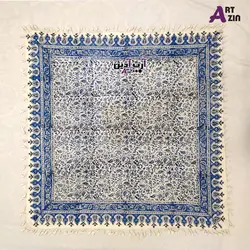 سفره قلمکاری آبی - سفره پارچه ای سنتی اصفهان طرح گل بادام آبی کد: 431
