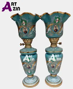 چراغ کریمخانی طرح ترنج اکلیلی جفت تک سایز  -  کد: ۵۵۸