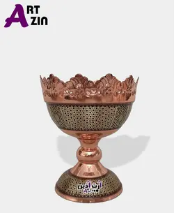 آجیل خوری مسی پایه دار خاتم کاری اصفهان ممتاز کوچک - کد : ۱۴۱۳