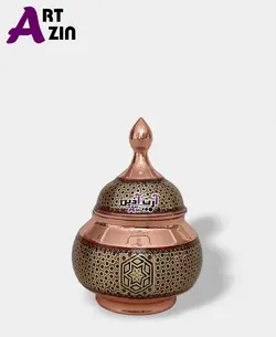 قندان مسی خاتم کاری اصفهان سایز متوسط ممتاز - کد : ۱۴۰۹