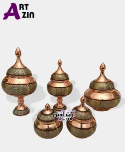 قندان مسی خاتم کاری اصفهان سایز متوسط ممتاز - کد : ۱۴۰۹