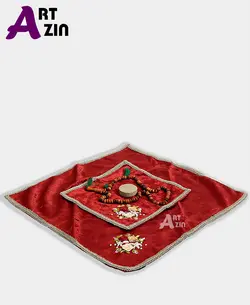 سجاده جانماز دو تیکه گل دار زرشکی جهیزیه عروس کد: ۲ - ۷۰۲