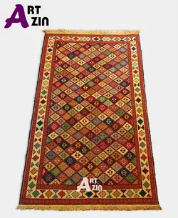 گلیم دستباف ایرانی دو و نیم متری مدل بافت عشایری آذربایجان کد: 472 - صنایع دستی آرت آذین