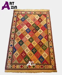گلیم دستباف فانتزی ایران سوزنی رنگارنگ یک رو دو و نیم متری کد: 468 - صنایع دستی آرت آذین