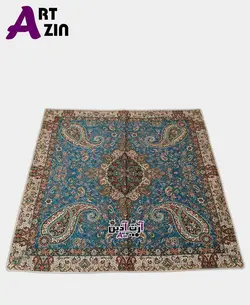 رومیزی ترمه یزد پنج تکه ابریشم طرح سالار آبی درباری کد: ۱۶۰۶