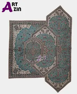 رومیزی ترمه پنج تکه یزد ابریشم ۵ رنگ طرح شاه عباسی کد: ۱۶۰۱