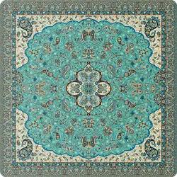 رومیزی ترمه پنج تکه یزد ابریشم ۵ رنگ طرح شاه عباسی کد: ۱۶۰۱