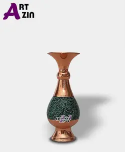 گلدان مسی فیروزه کوبی ۱۶ سانتی صنایع دستی اصفهان - کد : ۱۵۰۷