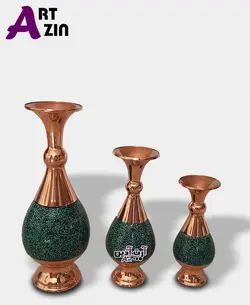 گلدان مسی فیروزه کوبی ۱۶ سانتی صنایع دستی اصفهان - کد : ۱۵۰۷