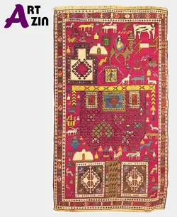 گلیم دستباف سوزنی (ورنی) دو ونیم متری مدل دشت مغان اردبیل کد:455 - گروه هنری آرت آذین