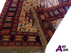 گلیم دستباف سوزنی (ورنی) کف ابریشم پادری آذربایجان کد:452 - گروه هنری آرت آذین