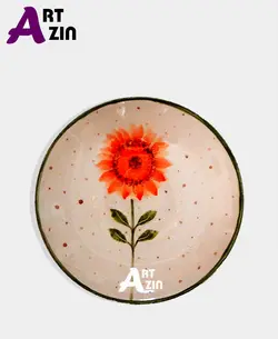 بشقاب سرامیکی طرح گل آفتابگردان روی سفال -  کد : 324