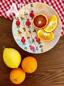 بشقاب سرامیکی طرح گل آفتابگردان روی سفال -  کد : 324