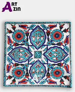 کاور کوسن مبل آبی سفید گل مخمل طرح سنتی کد: 14-601