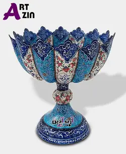 میوه خوری پایه دار میناکاری اصفهان کاسه ۲۰ سانتی - کد : ۱۳۰۴