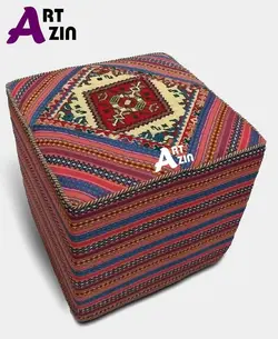 خرید پاف جلو مبلی سنتی مربع گلیم سوزنی کد: 1-409