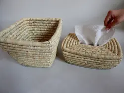 جا دستمال کاغذی و سطل زباله حصیر بافی جهیزیه عروس-  کد: 231