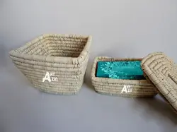 جا دستمال کاغذی و سطل زباله حصیر بافی جهیزیه عروس-  کد: 231