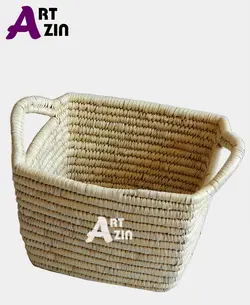 سبد نظم دهنده حصیری باکس دسته دار با الیاف درخت نخل (لیف خرما) -  کد: 217